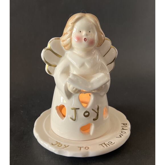 Hermitage Pottery Angel Tealite –“Joy to the World” Signed John Toth VTG Ceramic - Picture 1 of 11